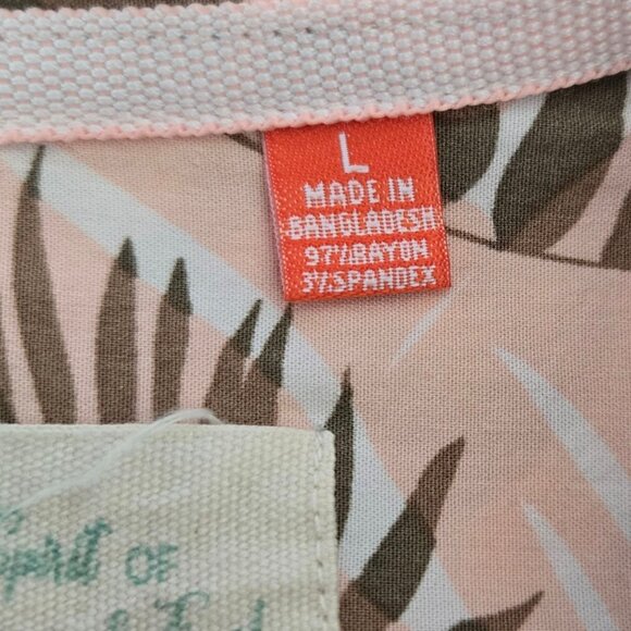 Free Planet Mens Tropical Leaf Hawaiian Print Pink/Beige Shirt Size L - Picture 5 of 11